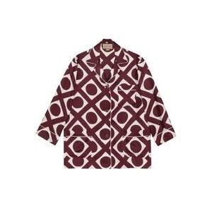 Gucci Overhemd met grafische print en contrasterende afwerking , Red , Dames , Maat: XS