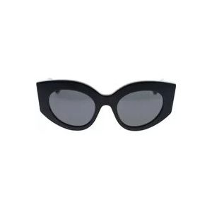 Gucci Cat-Eye Zonnebril met Unieke Tricolor Armen , Black , Dames , Maat: 50 MM