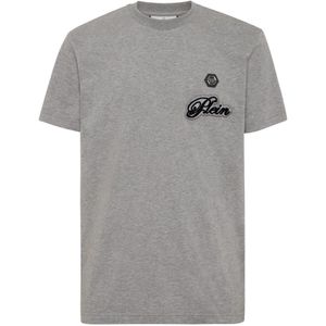 Philipp Plein, Heren, Tops, Grijs, Maat: L Katoen,