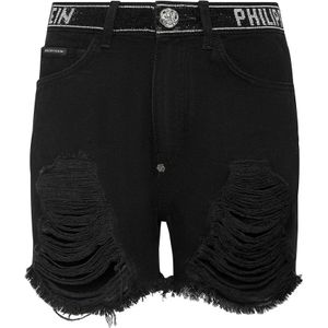 Philipp Plein, Dames, Korte broeken, Zwart, Maat: W26 Denim,