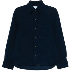 Victoria Beckham, Dames, Blouses & Shirts, Blauw, Maat: XS Corduroy,