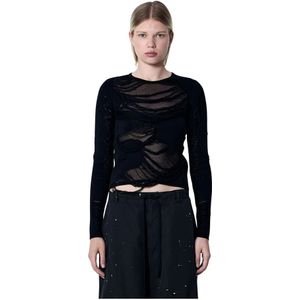 MM6 Maison Margiela, Dames, Tops, Zwart, Maat: L Katoen,