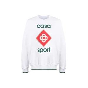 Casablanca Wit Logo Print Sweatshirt , White , Heren , Maat: M