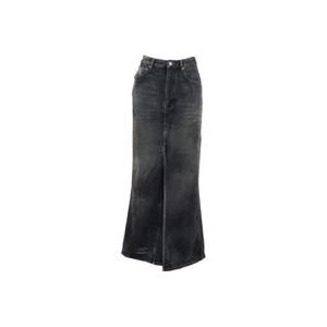 Balenciaga Blauwe Denim Rok met Versleten Effect , Black , Dames , Maat: S