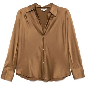 Vince, Dames, Blouses & Shirts, Bruin, Maat: L Zijde,
