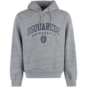 Dsquared2, Heren, Sweatshirts & Hoodies, Grijs, Maat: XL Katoen,