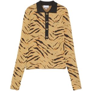 Ganni, Dames, Tops, Bruin, Maat: M