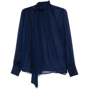 Elisabetta Franchi, Dames, Blouses & Shirts, Blauw, Maat: L Zijde,