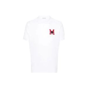 Moncler Logo Pique Polo met Applicatie , White , Heren , Maat: M