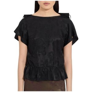 MM6 Maison Margiela, Dames, Blouses & Shirts, Zwart, Maat: XS Viscose,