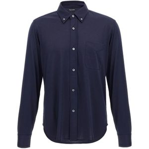 Tom Ford, Heren, Overhemden, Blauw, Maat: M Katoen,