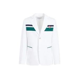 Casablanca Witte maatwerk jas met groene accenten , White , Heren , Maat: L