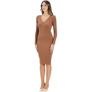 Elisabetta Franchi, Dames, Jurken, Bruin, Maat: S Satijn,