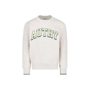 Autry Katoenen sweatshirt met geel en groen logoprint , Gray , Heren , Maat: L