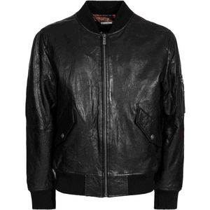 Leather Bomber Jacket - Zwart - Jacks