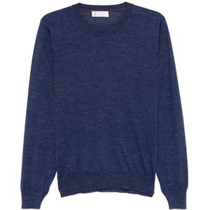 Brunello Cucinelli, Heren, Truien, Blauw, Maat: XL Linnen,