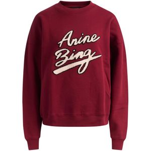 Anine Bing, Dames, Sweatshirts & Hoodies, Rood, Maat: M Katoen,