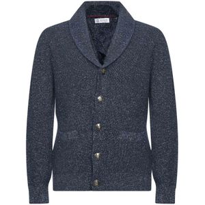 Brunello Cucinelli, Heren, Truien, Blauw, Maat: S Katoen,