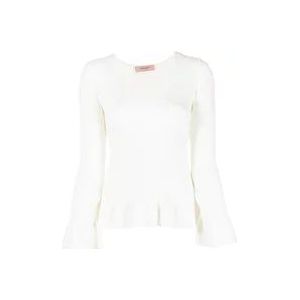 Twinset Bianco Ruffle Mouw Sweatshirt , White , Dames , Maat: S