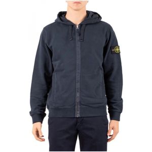 Stone Island, Heren, Sweatshirts & Hoodies, Blauw, Maat: L Katoen,
