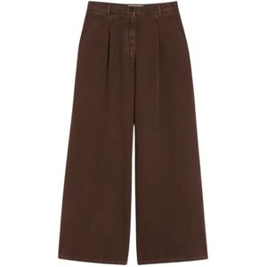 Weekend Max Mara, Dames, Broeken, Bruin, Maat: XS Katoen,