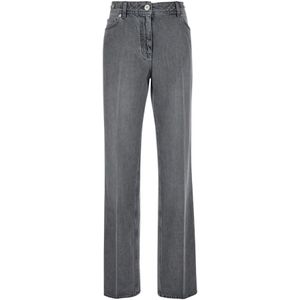 Versace Hoge Taille Grijze Jeans Rechte Pijp , Gray , Dames , Maat: W25