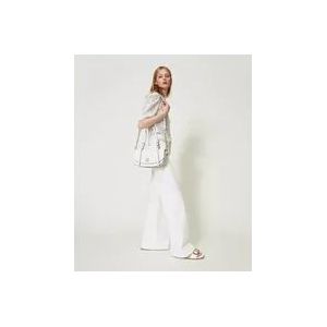 Twinset Gehaakte Kant Micro Pull , White , Dames , Maat: L