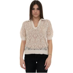 Liu Jo, Dames, Truien, Beige, Maat: XL Katoen,