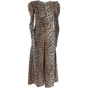 Ganni, Dames, Jurken, Bruin, Maat: S Spandex,