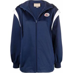 Gucci, Dames, Sweatshirts & Hoodies, Blauw, Maat: XS Katoen,