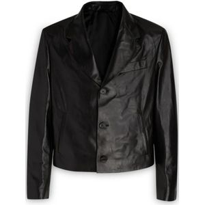 Ferragamo, Heren, Jassen, Zwart, Maat: XL Leer,