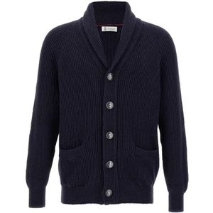 Brunello Cucinelli, Heren, Truien, Blauw, Maat: XL Katoen,