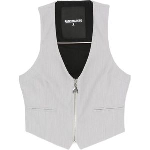 Patrizia Pepe, Dames, Jassen, Grijs, Maat: XS Leer,