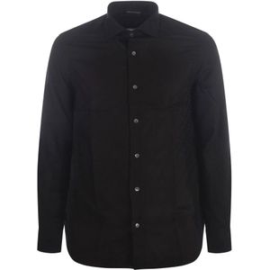 Emporio Armani, Heren, Overhemden, Zwart, Maat: L