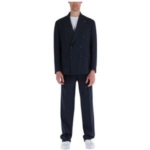 Tagliatore, Heren, Pakken, Blauw, Maat: L Katoen,
