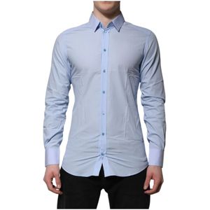 Dolce & Gabbana, Heren, Overhemden, Blauw, Maat: M Katoen,