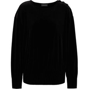 Emporio Armani, Dames, Truien, Zwart, Maat: XL Satijn,