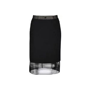 Prada Wollen Pencilrok met Crinoline , Black , Dames , Maat: S