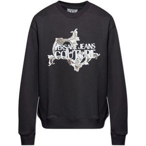 Versace Jeans Couture, Heren, Sweatshirts & Hoodies, Zwart, Maat: M Katoen,