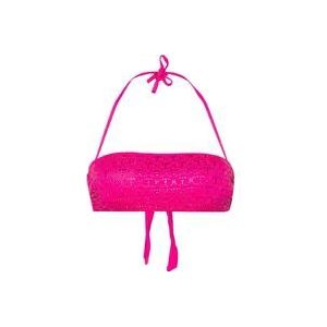 Twinset Pink Dahlia Oval T Logo Bandeau Bikini , Pink , Dames , Maat: 85B EU