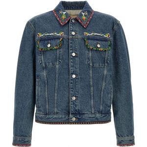 Valentino, Heren, Jassen, Blauw, Maat: S Denim,