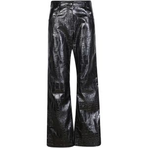 Msgm, Dames, Broeken, Zwart, Maat: 2XS Polyamide,