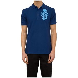 Philipp Plein, Heren, Tops, Blauw, Maat: XL Katoen,