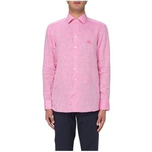 Etro, Heren, Overhemden, Roze, Maat: L Linnen,
