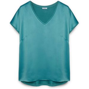 Fiorella Rubino, Dames, Blouses & Shirts, Blauw, Maat: XS Satijn,
