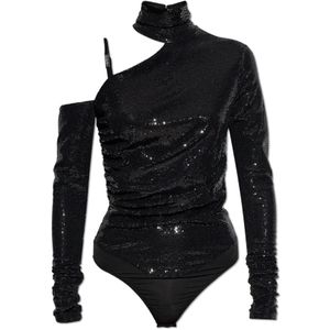 Versace Jeans Couture, Dames, Tops, Zwart, Maat: XS Leer,