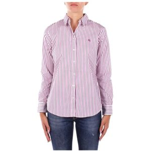 LAUREN RALPH LAUREN - Blouse - Violet/Wit - Katoen - Lange Mouwen