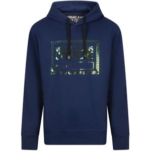 Versace Jeans Couture, Heren, Sweatshirts & Hoodies, Blauw, Maat: S Fleece,