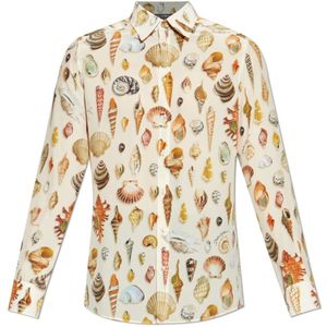 Dolce & Gabbana, Heren, Overhemden, Beige, Maat: L Zijde,
