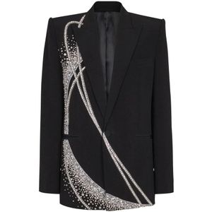 Balmain 1-knoop jas met Galaxy borduursel , Black , Heren , Maat: M